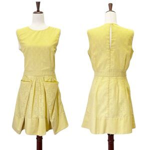 See By Chloe Yellow Sleeveless Floral Overlay Keyhole Back Dress Women’s Size 10